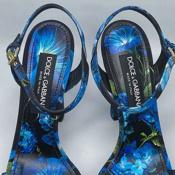 Dolce & Gabbana floral-print gabardine platform sandals size 40 - Picture 4 of 15